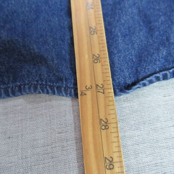 Country Store Top Womens 2X Blue Green Button Plaid Denim Shirt Western Rancher - Picture 6 of 8